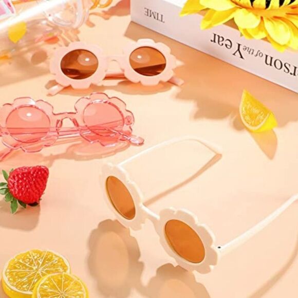 NWT Stylish Children’s Round Flower Retro Sunglasses Toddler Sunnies -Pink Clear - Picture 7 of 9